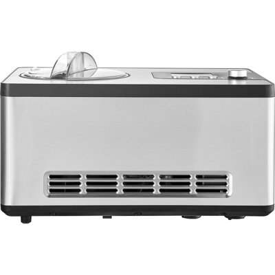 Sorbetière automatique avec compresseur intégré, 2 litres, yaourtière aux fruits sans précongélation, 3 modes de préparation, écran ACL et minuterie, sorbetière électrique en acier inoxydable, argent.