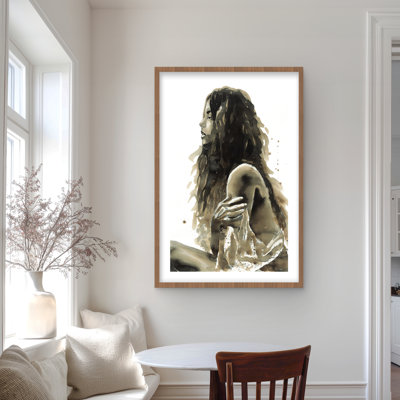 Woman in sepia - Framed Matted Print for Bathroom Decor
