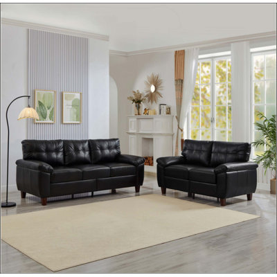 Canapé 2 pièces en similicuir 3 places avec causeuse moderne, canapé de salon avec rangement, grand canapé avec accoudoirs, canapé en cuir PU