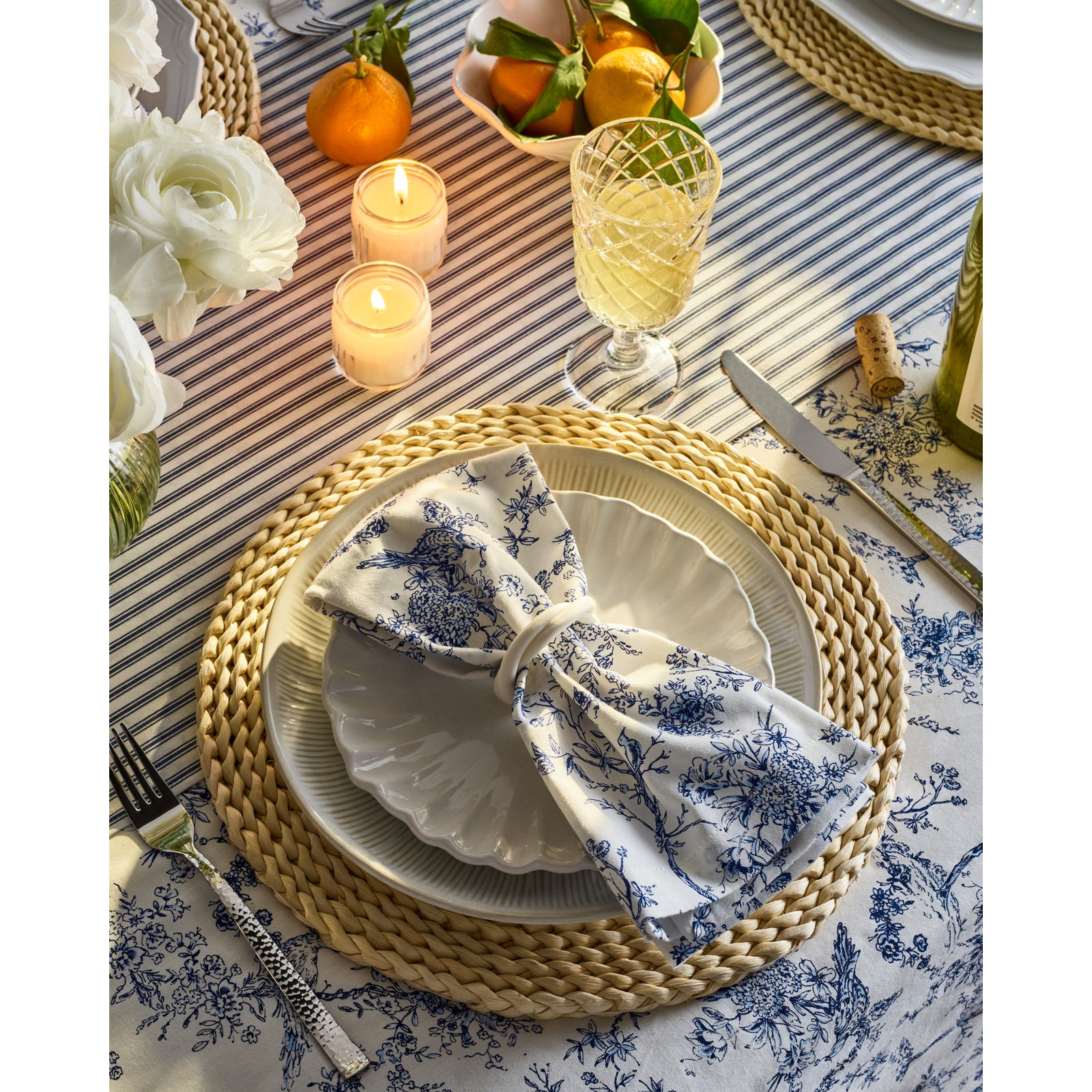 Navy French Ticking Runner