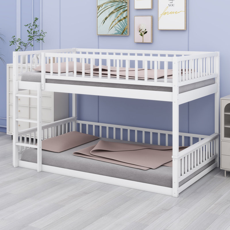 Bunk Bed With Ladder And Guardrails, White