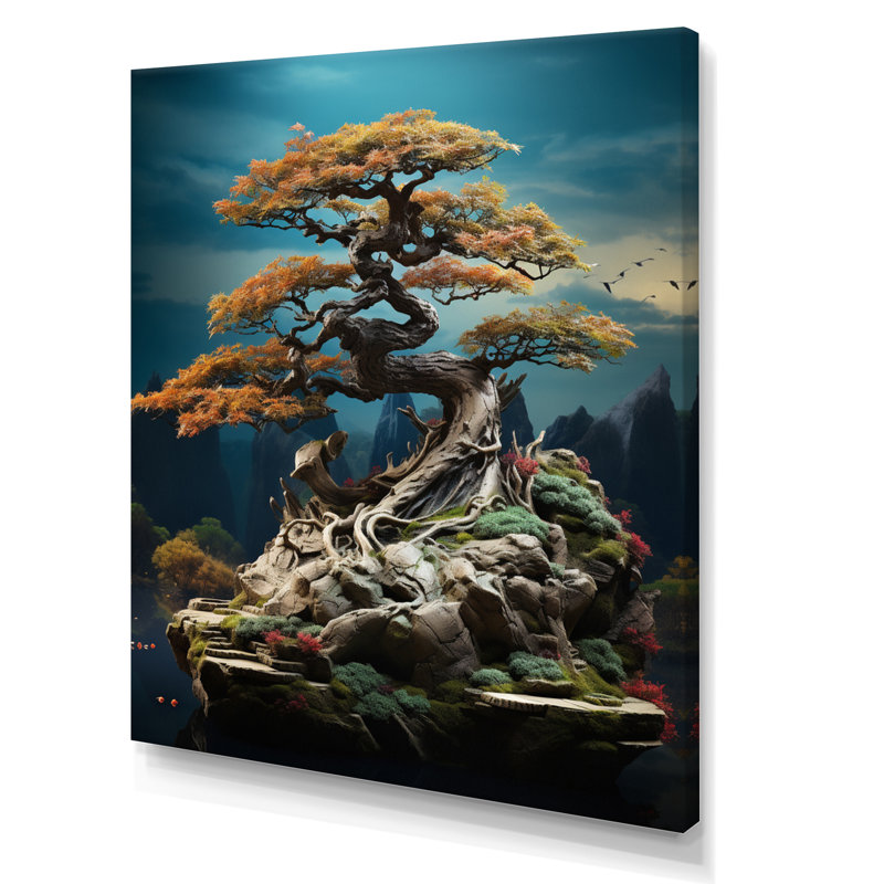 Tranquillo, art asiatique, Bonsaïs, sagesse - impression, Toile tendue, H 32 po x l 24 po x P 1 po
