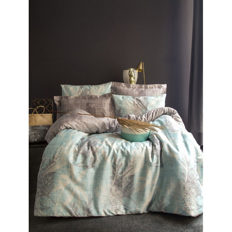 Ensemble de housse de couette 100% coton vert / gris / beige 4 pièces Abdulraheem