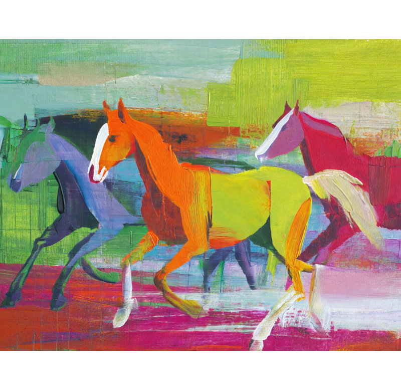 «Horses Three on Canvas» par Stephen Chambers, reproduction, H 20 po x l 24 po x P 1,5 po