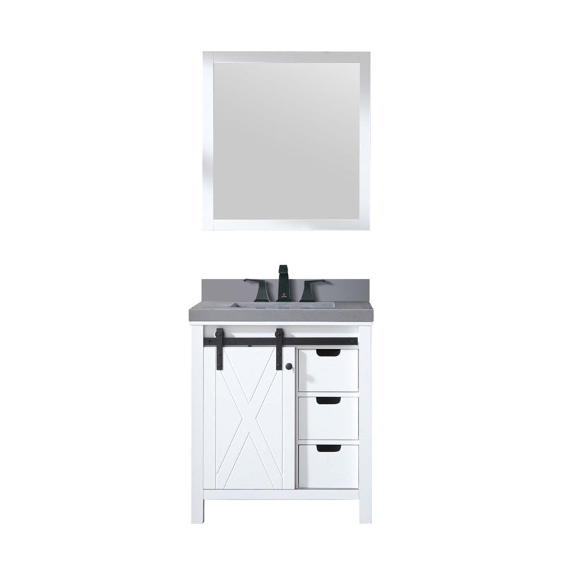 Ensemble de meuble-lavabo avec robinet et robinet de 28 po Miroir, Blanc