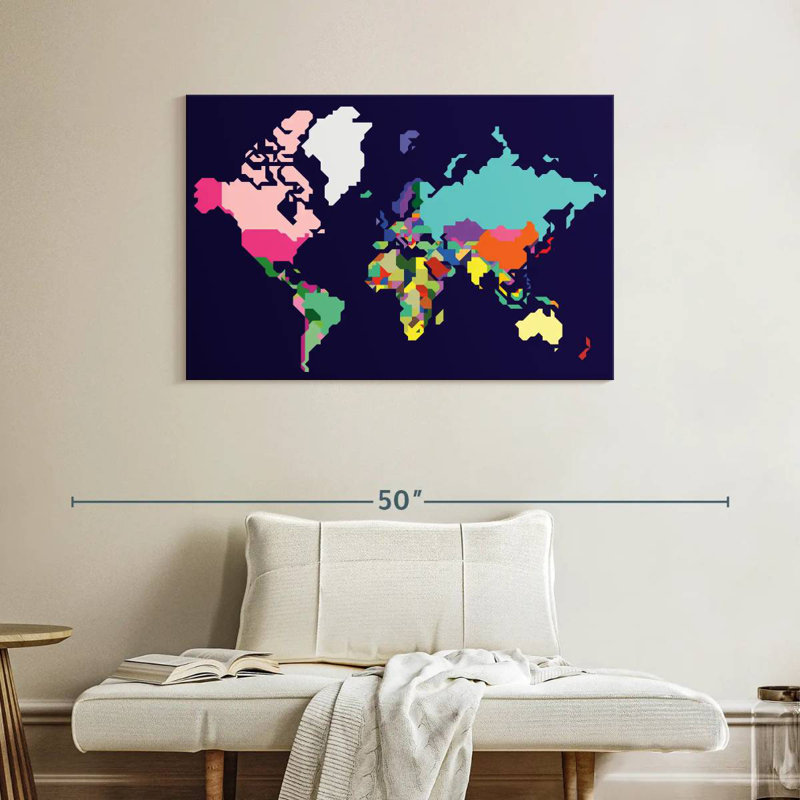 Carte du monde pastel Aliaz, H 26 po x l 39 po