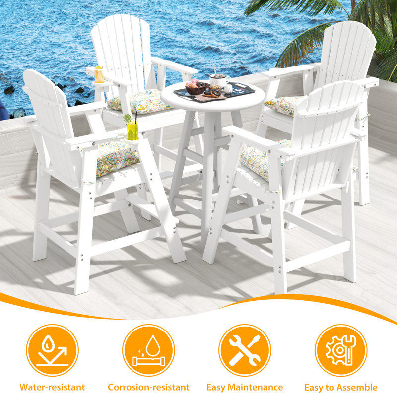 Tabouret de bar d'extérieur 27,6 po avec coussin Faul, Blanc