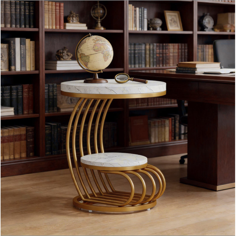 Table de chevet, table de bout, table d'appoint, canapé rond en faux marbre