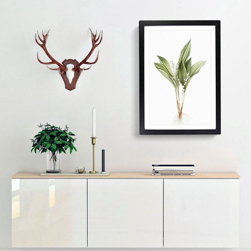 Lily of the Valley by Pierre-Joseph Redoute - Picture Frame Painting Print, Black Framed, 65cm H x 48cm W x 2cm D