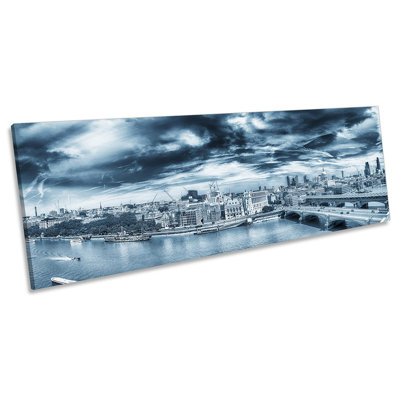 London Sunset Blue City - Wrapped Canvas Panoramic Art Prints