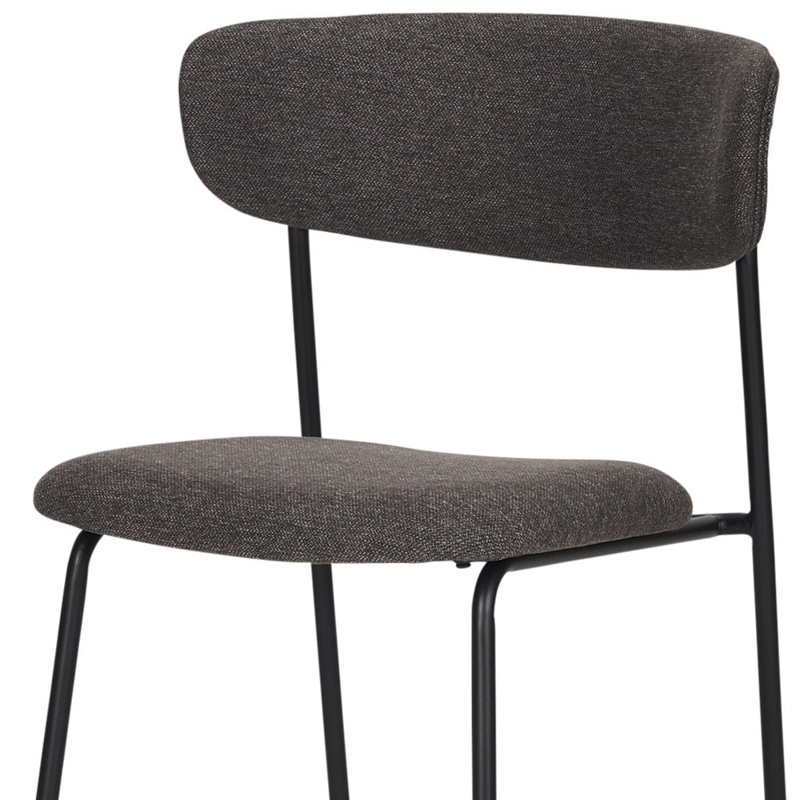 Chaise d'appoint de salle à manger à dossier ouvert en tissu gris et noir