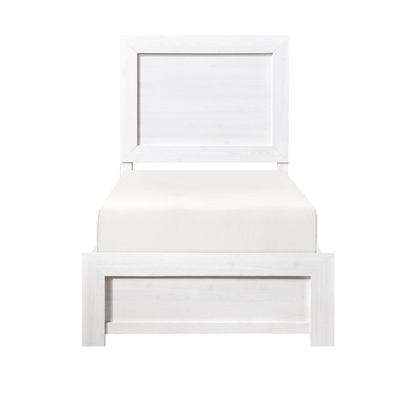 Lit simple à finition blanche pour chambre à coucher - Livré dans un ensemble moderne avec base en bois et base, Lit simple