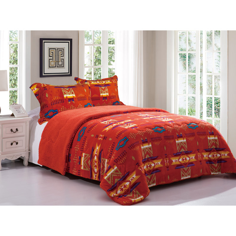 Ensemble d'édredon doublé sherpa pour grand lit Queen Foundry Select, Très grand, Rouge