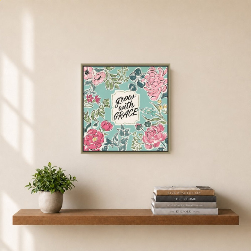 «Live in Bloom IV» par Janelle Penner - impression sur toile, H 28 po x l 28 po, Champagne