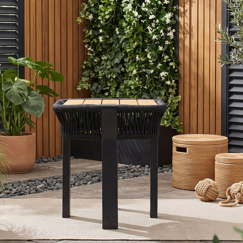 Table d'appoint carrée d'extérieur, Teck noir