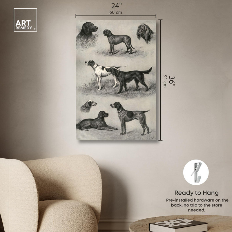 Generations of Dogs II Black and White Canvas Art