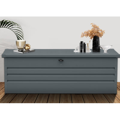 260 Gallon Metal Outdoor Deck Box Waterproof, Extra Large Patio Storage Box with Lockable Storage Containers for Patio Furniture Cushions, Pool Accessories, Garden Tools Dark Gray