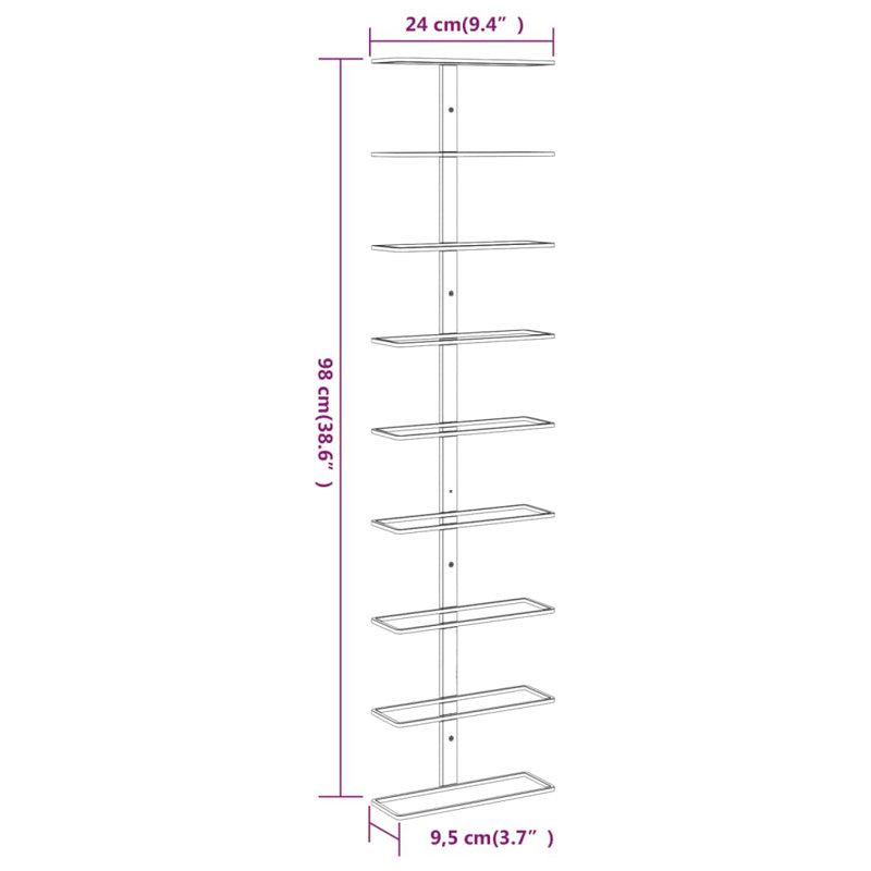 Rangement mural pour porte-bouteilles Danixsa, H 38,6 po x l 9,4 po x P 3,7 po, Or