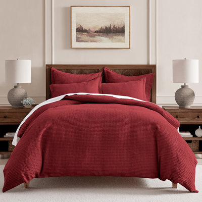 Cloud Waffle Red King Duvet Set