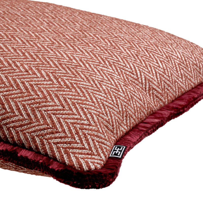 Kauai Pillow Cover & Insert, Square, 23.62"H x 23.62"W, Red Herringbone