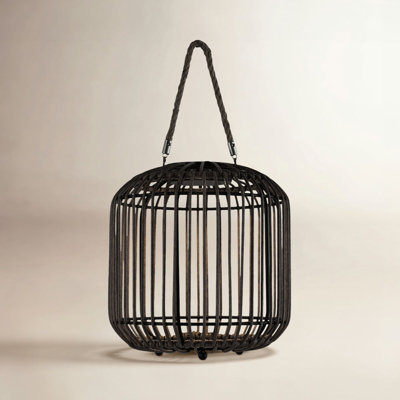 Rattan Outdoor Lantern with Rope Handle