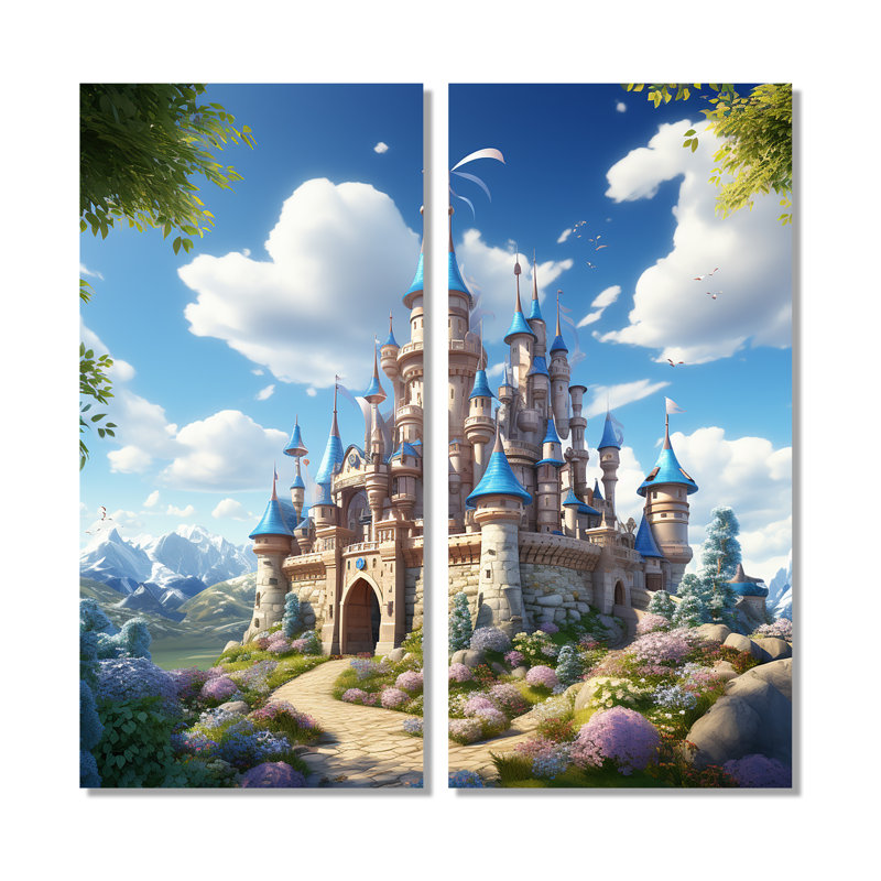 Princesse, château magique, rêves III - art mural traditionnel, H 20 po x l 24 po, Toile tendue, Ne s’applique pas