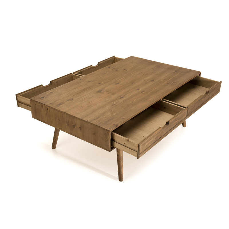 Stuttgart Solid Wood Four Leg Coffee Table with Storage