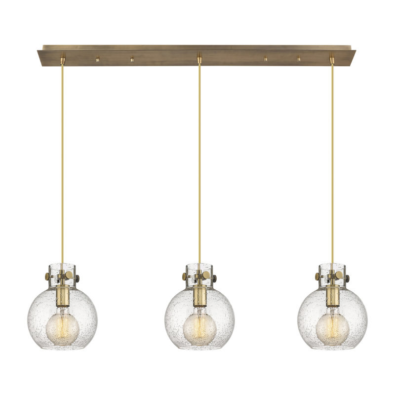 Luminaire suspendu sphère 3 lumières Amrith, Laiton brossé, Bullé