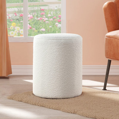 Modern Round Ottoman With Soft Padded Seat, Multifunctional Vanity Chairs For Makeup, Upholstered Footrest Stool Ottoman Foot Stool For Living Room, B by Latitude Run