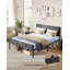 King Metal Bed Frame with Upholstered Headboard