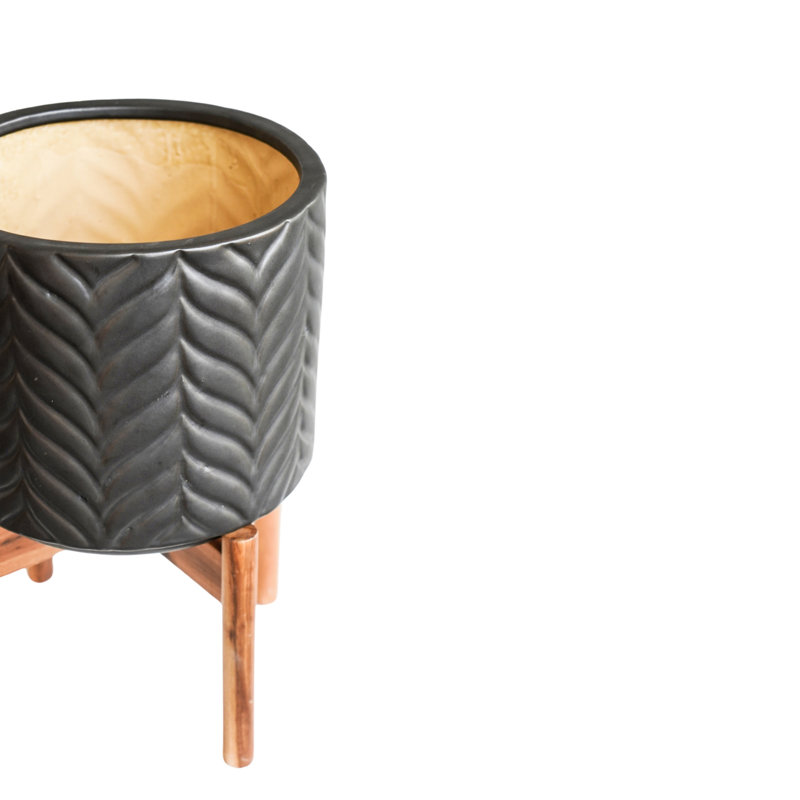 Cachepot, 40cm H x 28cm W x 28cm D, Grey