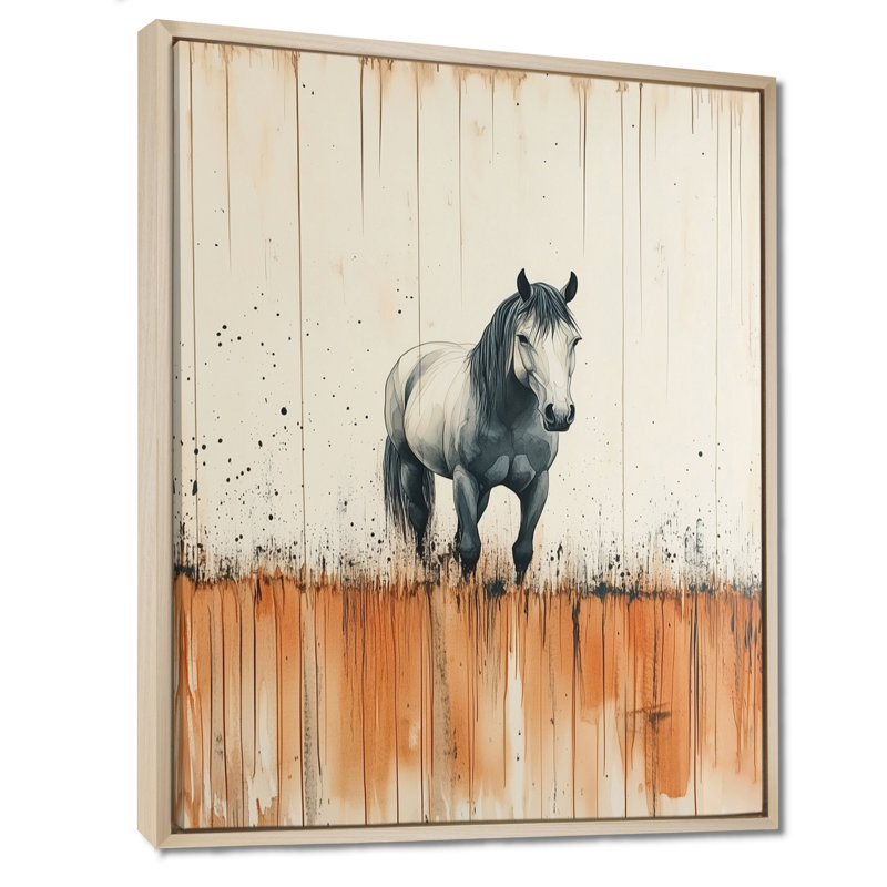 «Gray Quiet Force Horse Portrait II - Wildlife», art mural encadré, 40" H x 30" W, Cadre naturel flottant