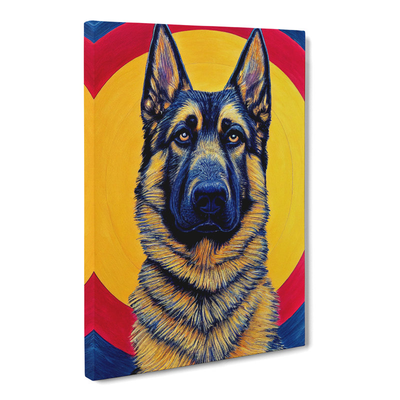 German Shepherd Mandala - Wrapped Canvas, 50cm H x 35cm W x 3cm D