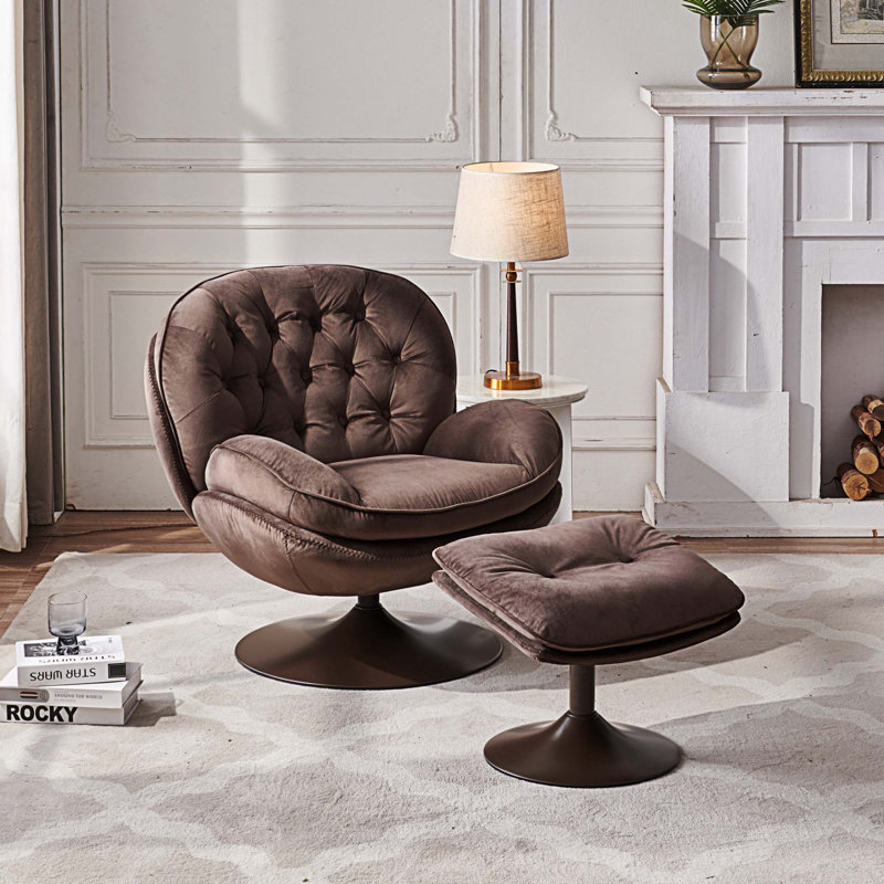Méridienne pivotante avec repose-pieds 31,5 po, Velours chocolat, Chocolat