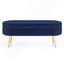 Banc de rangement ovale, flanelle avec pieds en métal - bleu foncé-130075117-130075122