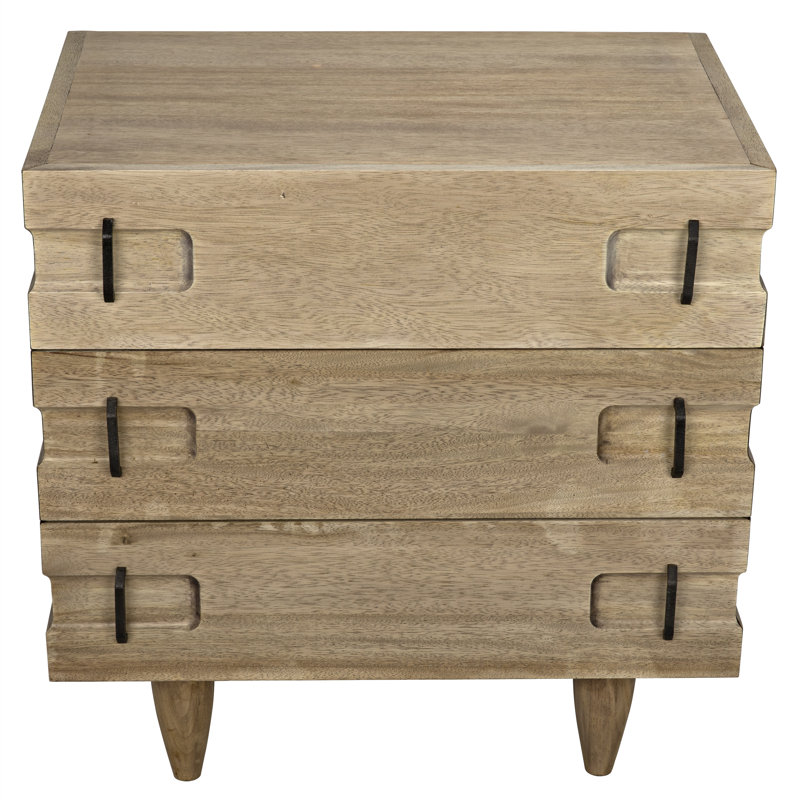 David Solid Wood End Table, Washed Walnut