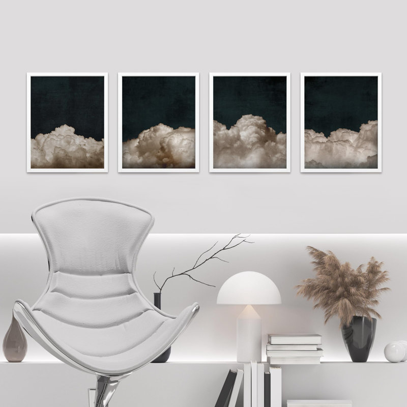 «Vintage Cloudy Sky Nature Landscape Close Up», reproduction encadrée sur papier 4 pièces, Blanc, H 10 po x l 8 po