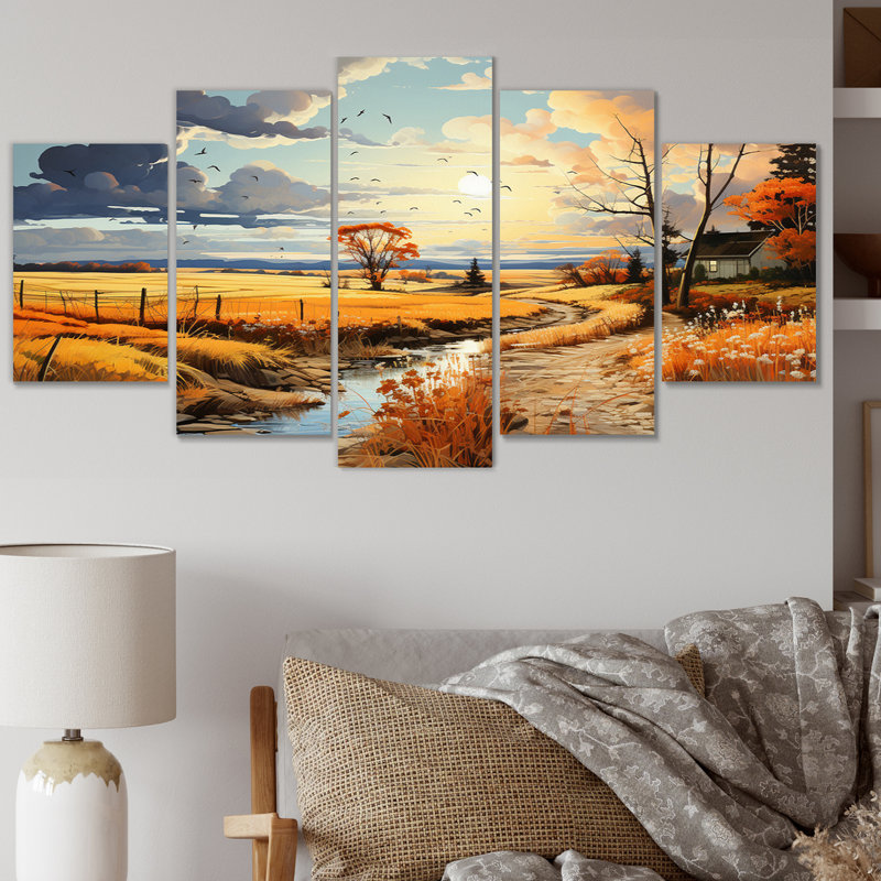 Ciel de tranquillité III - décoration murale paysages - 5 panneaux
