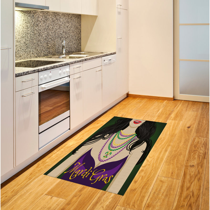 Mardi Gras High Density Long Fiber Poly Threads Decorative Area Rug Carpet, Rectangle 4' x 5'8"