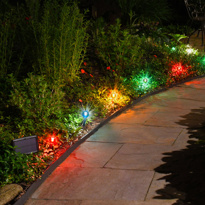 Solar Powered Pathway Lights with 8 Multicolor Globe Bulbs