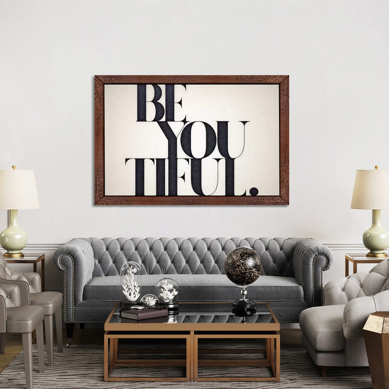 Be You Tiful - Floater Frame Print on Canvas, 101.6 cm H x 66.04 cm W, Brown Framed