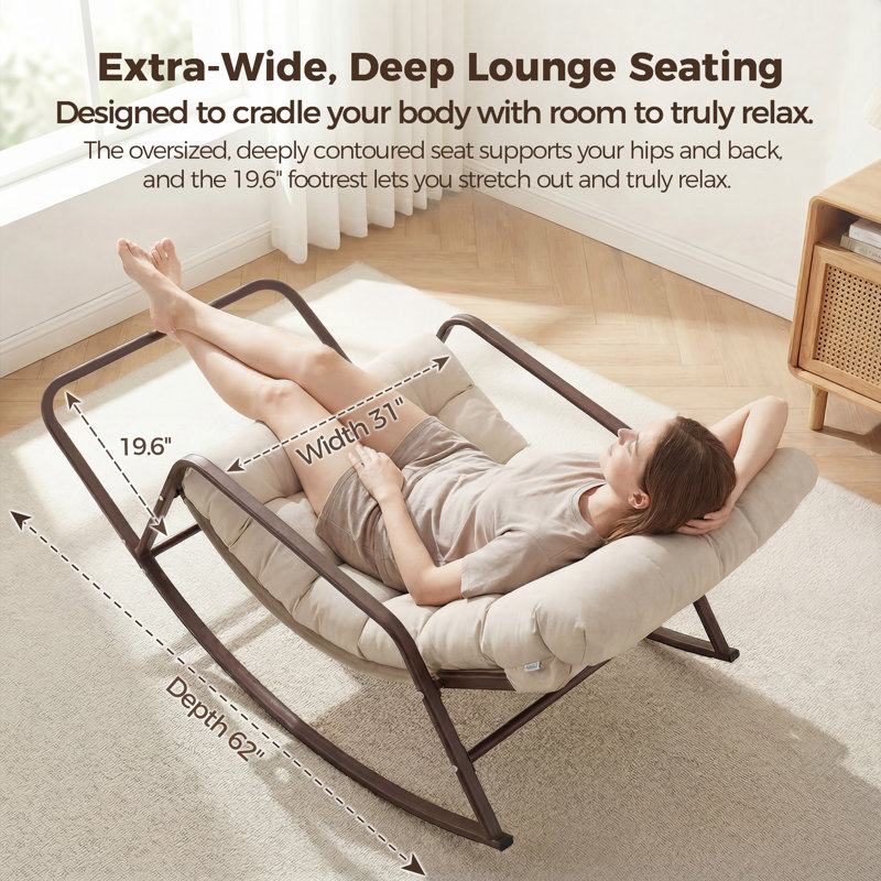 Méridienne surdimensionnée d'intérieur avec coussin et repose-pieds Papasan, Beige/brun
