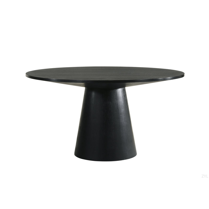 Table de salle à manger ronde en bois manufacturé noir