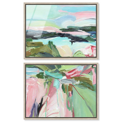 «Echoes of Horizon I - Ira Colmeva», grand imprimé 2 pièces encadré par Art Remedy, cadre blond, 44 x 33