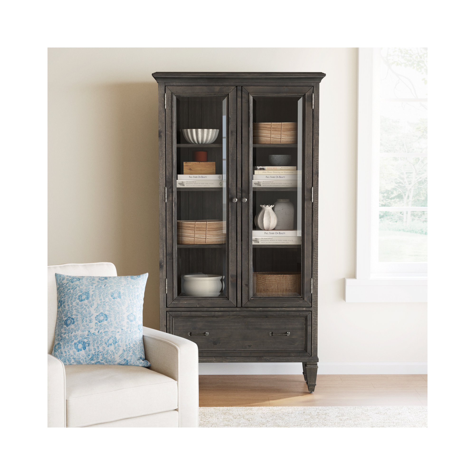 Kerey Storage Bookcase, Weathered Charcoal