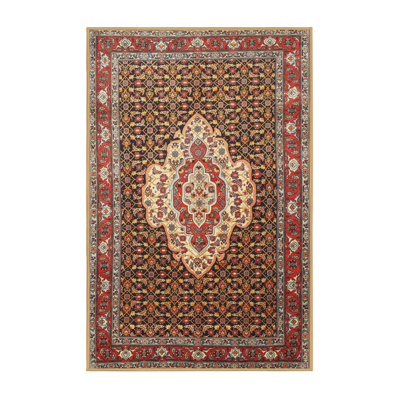 Tapis traditionnel rouge / beige Tobar, Rectangle 5 pi x 7 pi