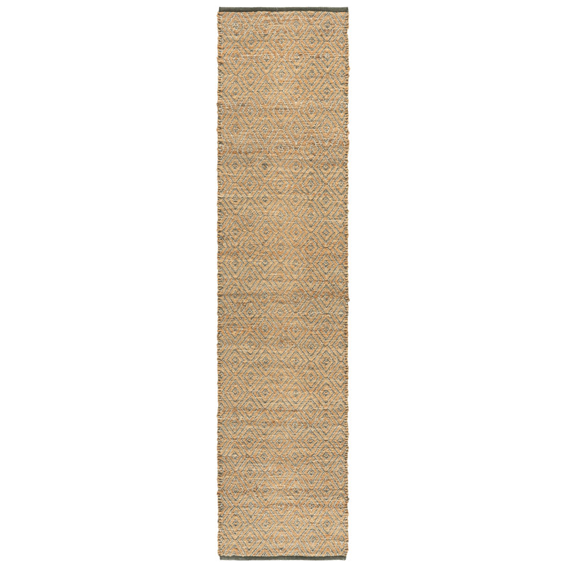 Natural Fiber 127 Hand Woven 70% Jute; 30% Cotton Geometric Rug, Runner 2' x 9'