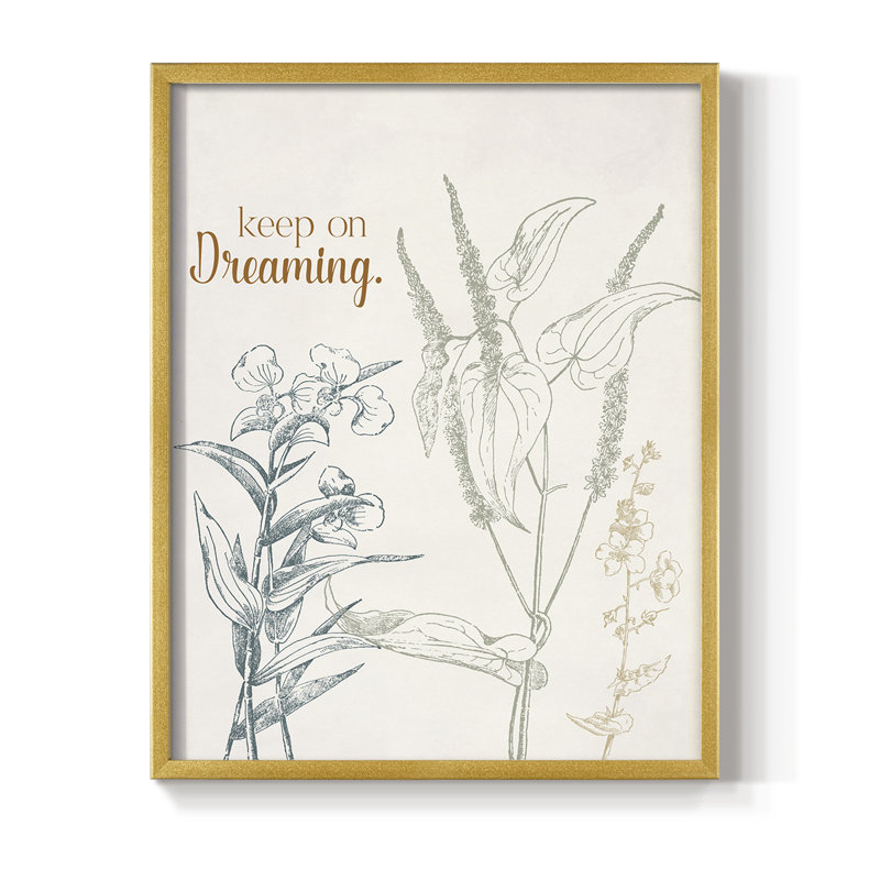 «Keep on Dreaming», reproduction encadrée - bois massif, H 30 po x l 24 po, Doré