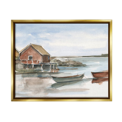 «Row bateaux On Shore Floater Frame» par Ethan Harper sur