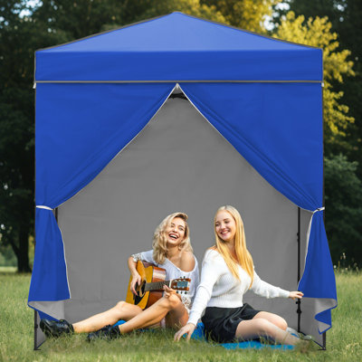 EAGLE PEAK 6 Ft. W x 4 Ft. D Steel Pop-Up Canopy, Outdoor Portable Instant Shelter Folding Canopy with 4 Sidewalls